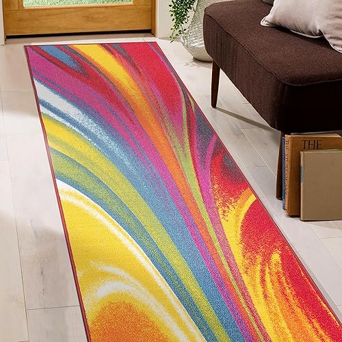 Rugshop Alfombra moderna y contemporánea antideslizante (antideslizante) de 2 x 10 pies, multicolor