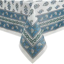Tropez Block Print Stain & Water Resistant Indoor/Outdoor Tablecloth, Multicolor - 60" W x 144" L
