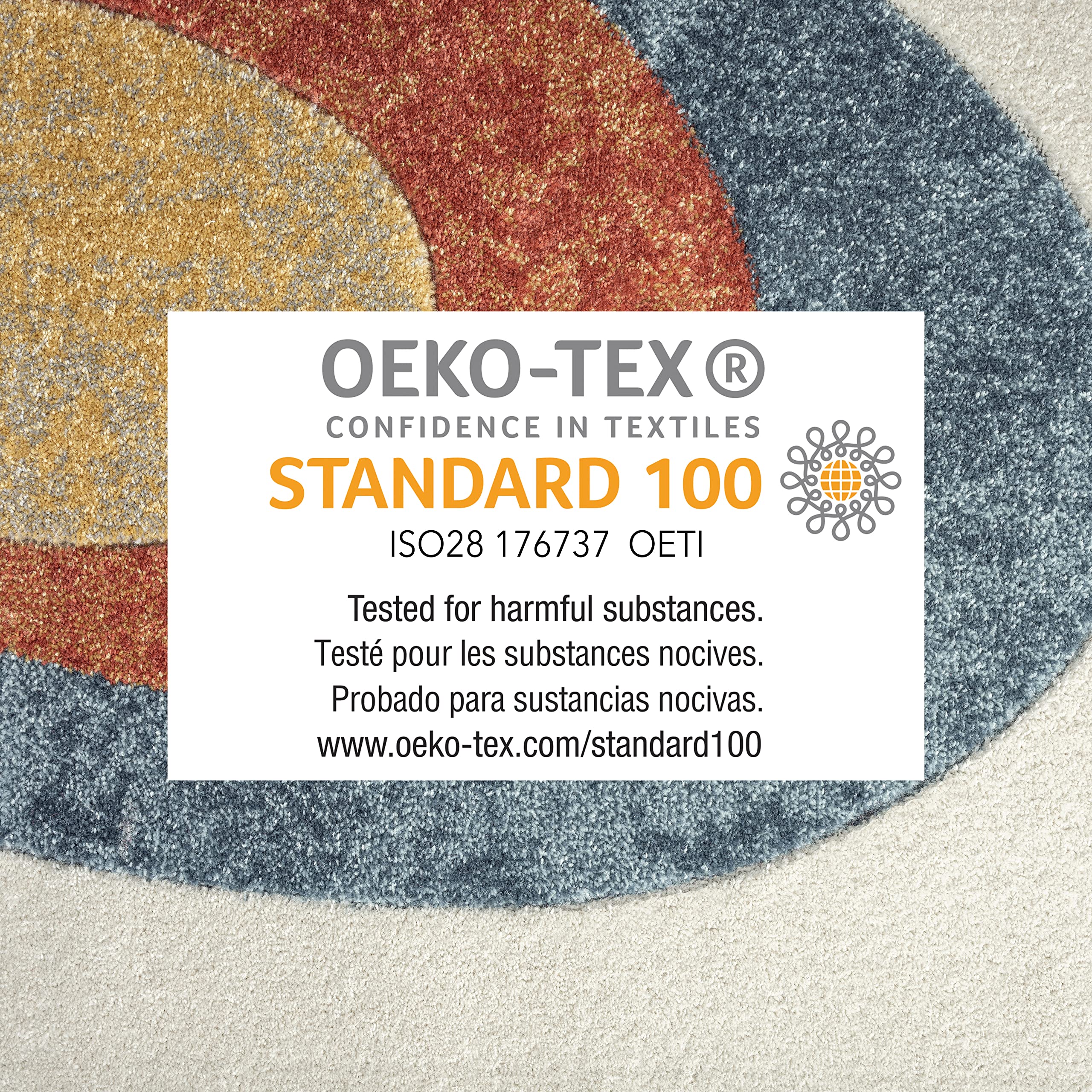 Home Dynamix Tribeca Slade Contemporary Abstract Area Rug, Blue/Rust, 5'2"x7'2"