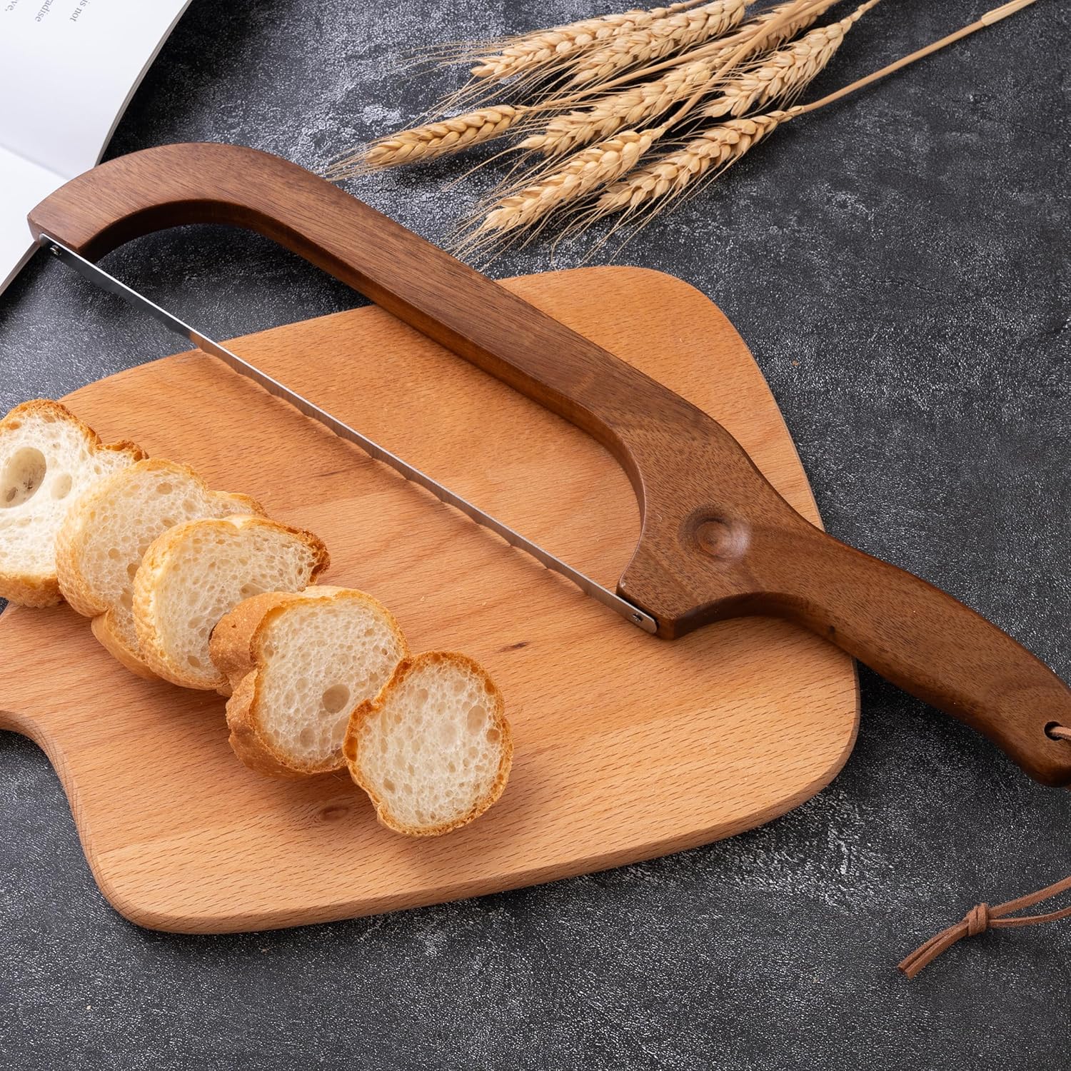 Bread Knife for Homemade Bread, 14.5" Wooden Sourdough Bread Knife, Sourdough Bread Slicer, Bow Design, Easy to Cut Into Uniform Thin Slices, Bread Saw for Cutting Sourdough Bread, Bagel, Baguette Etc - Image 8