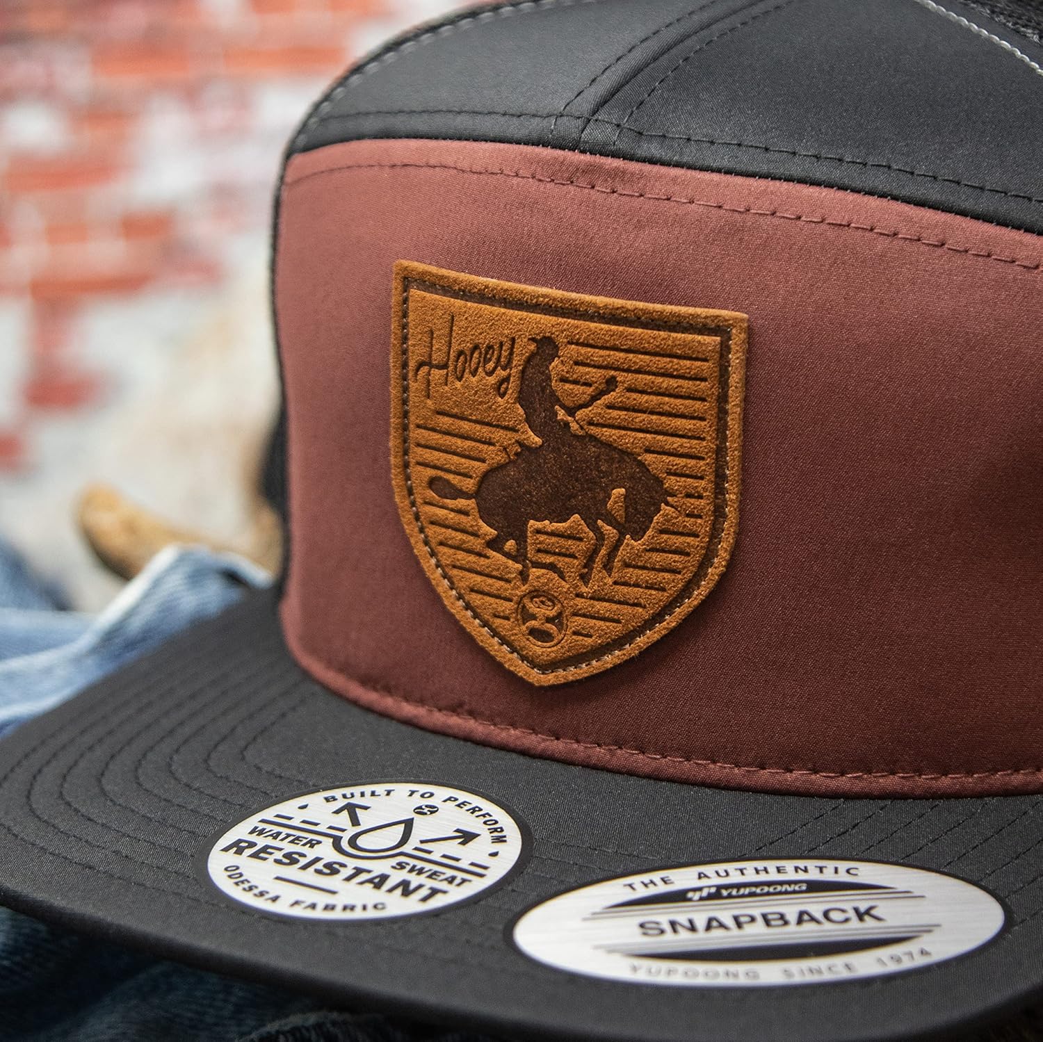 HOOEY Men’s Roughy Adjustable Snapback Hat (Maroon/Black) - Image 4