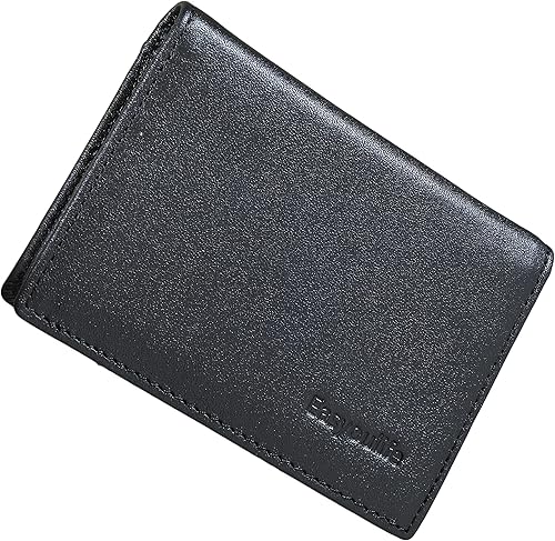 Miniatura 5 de Billetera delgada de cuero auténtico con bolsillo frontal espacio para identificación y tarjetero con tecnología RFID