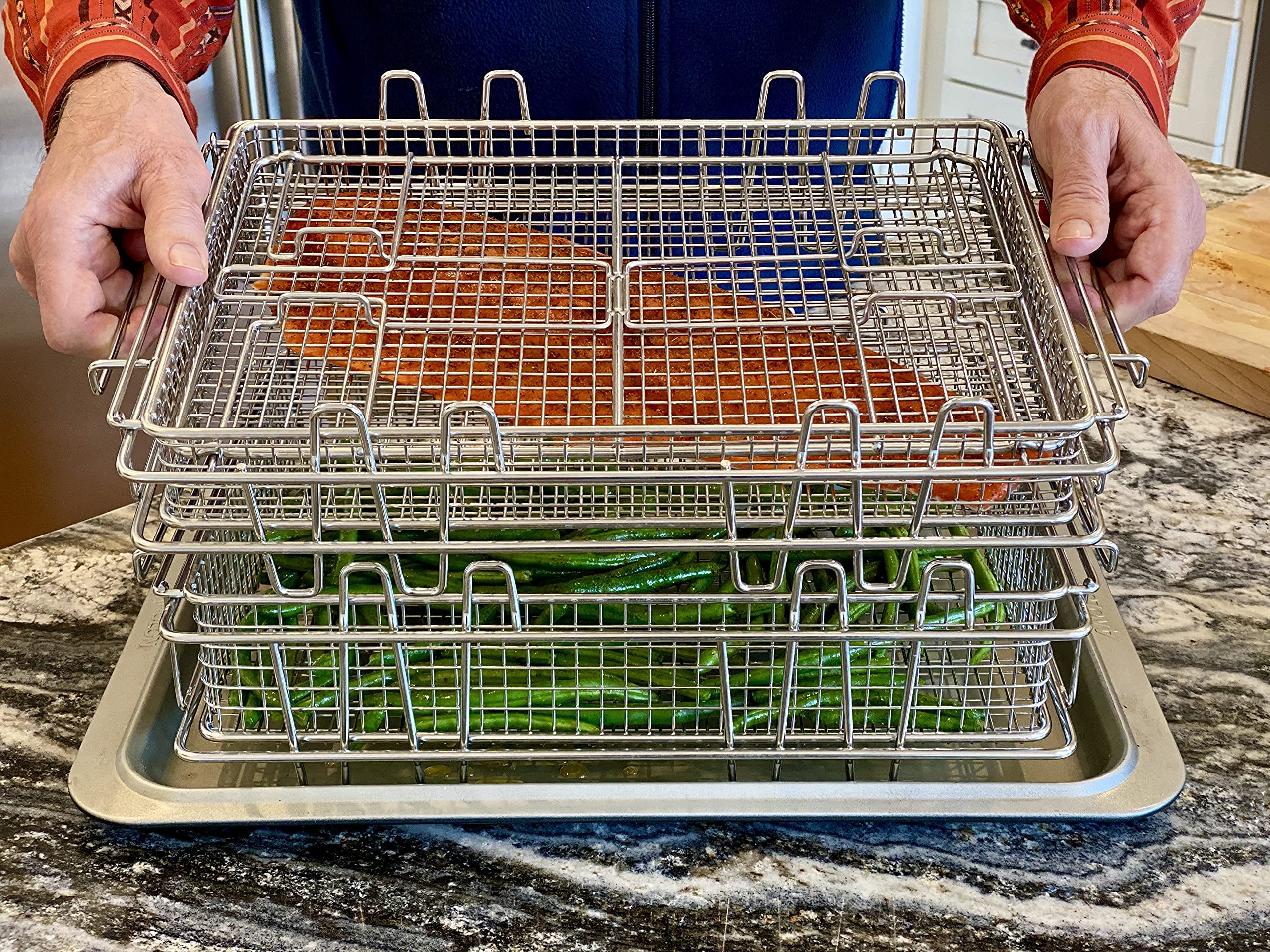 Basquettes for Ovens and Grills - Air-Fry, Crisp, Roast, Rotisserie, Dehydrate, Grill, Smoke. Use as Air Fryer Tray, BBQ Accessory, Crisper. High-Capacity 6-Piece Basket Set