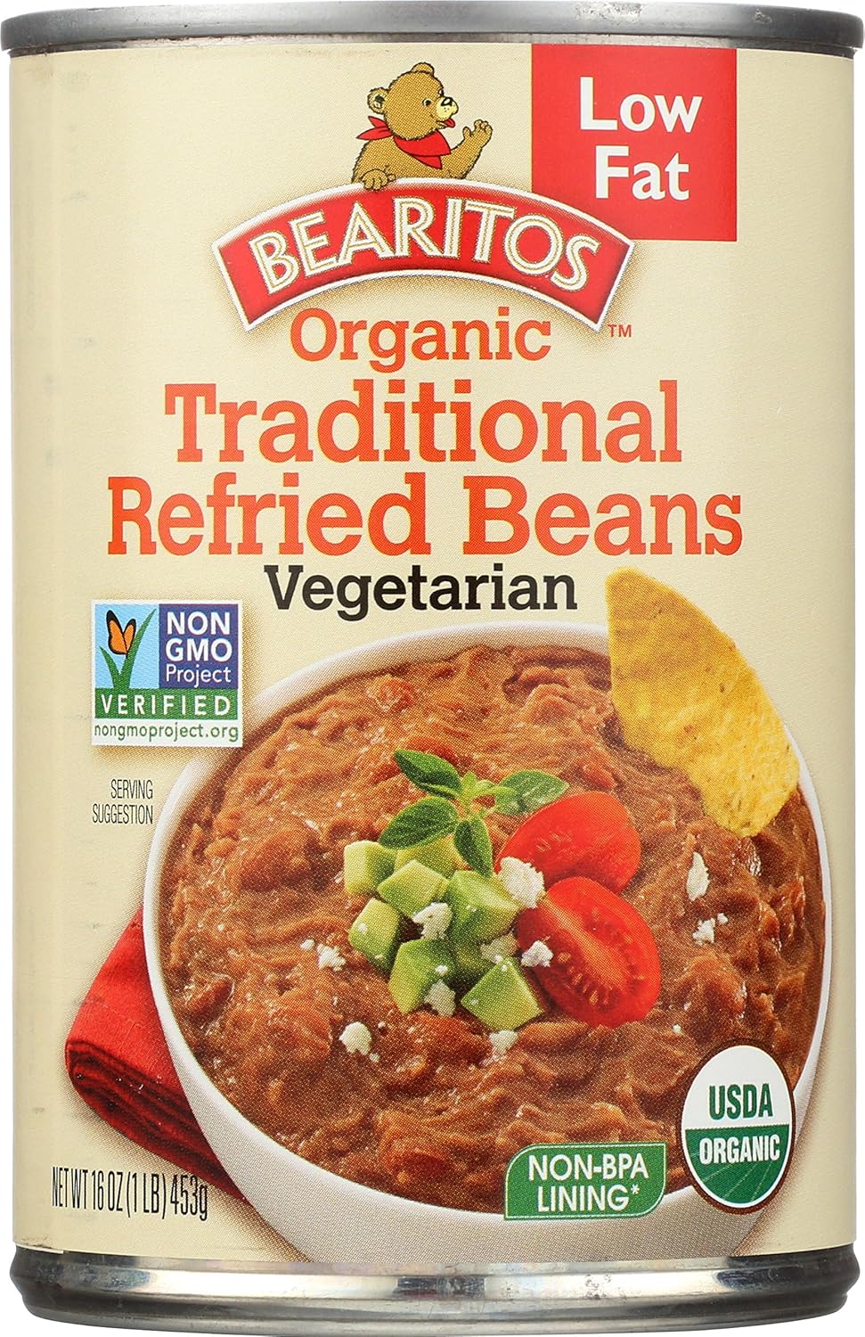 Bearitos Organic Low Fat Traditional Ounce Beans Refried
