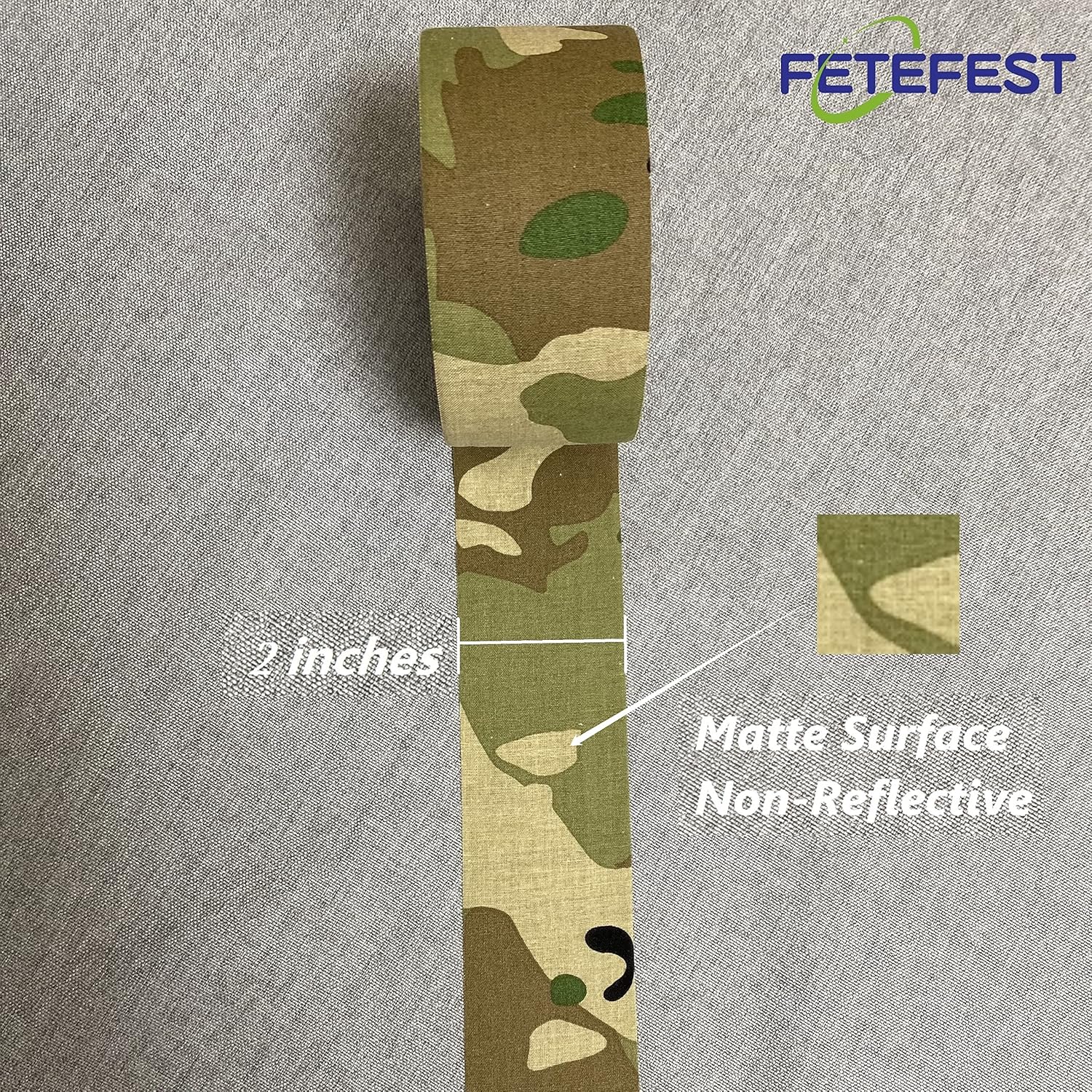 Camo Tape Camouflage Tape No Residue, Non-Reflective 2" by 30Yard with Various Camo Patents - Image 2
