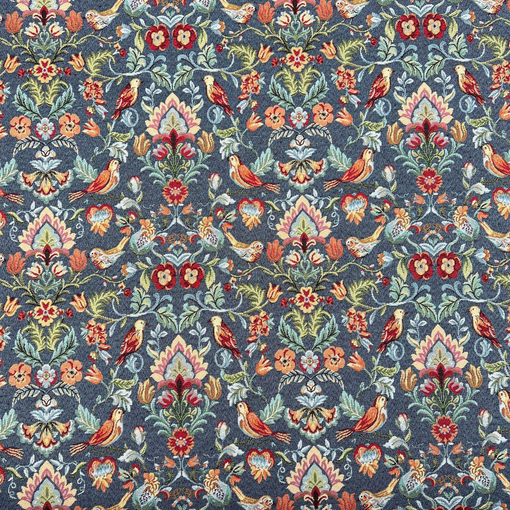William Morris Designer Tapestry Fabric Ideal for Upholstery Furnishing Curtain Cushions | 54" - 137 cm Wide (Navy Blue, per Metre)