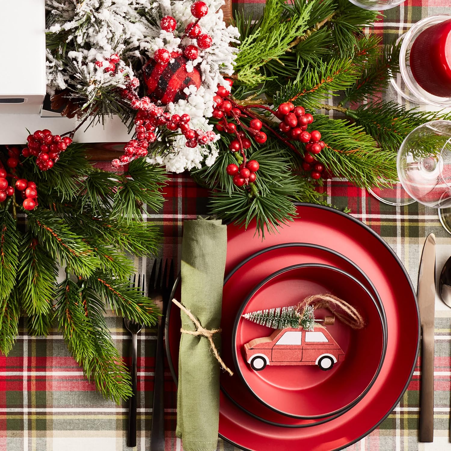  | Stone Lain 32 Piece Stoneware Round Dinnerware Set, Service for 8, White Speckled: Dinnerware Sets