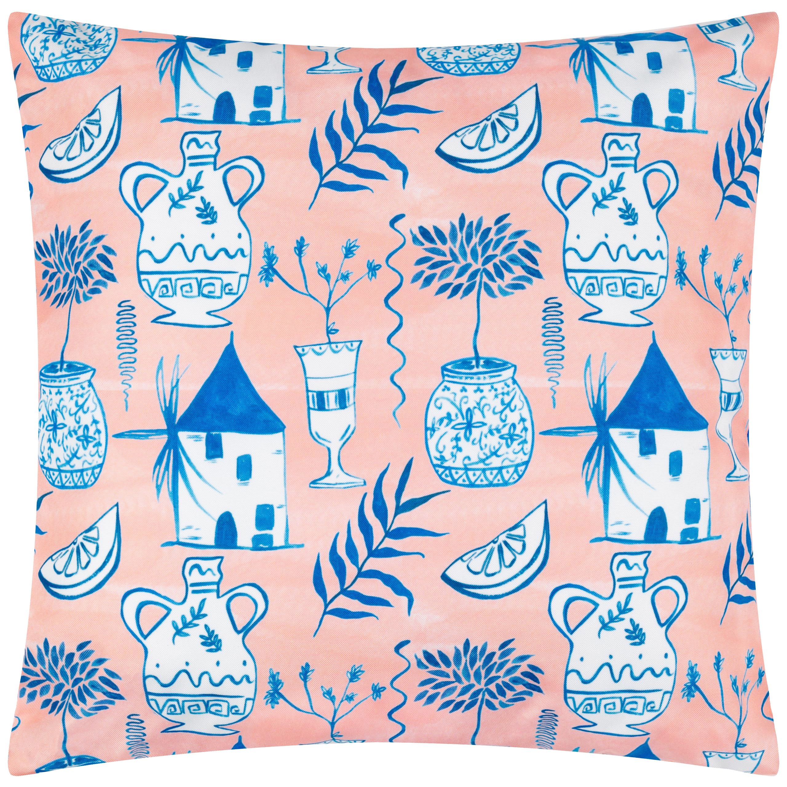 Furn Peach Aegina Printed Outdoor Cushion In