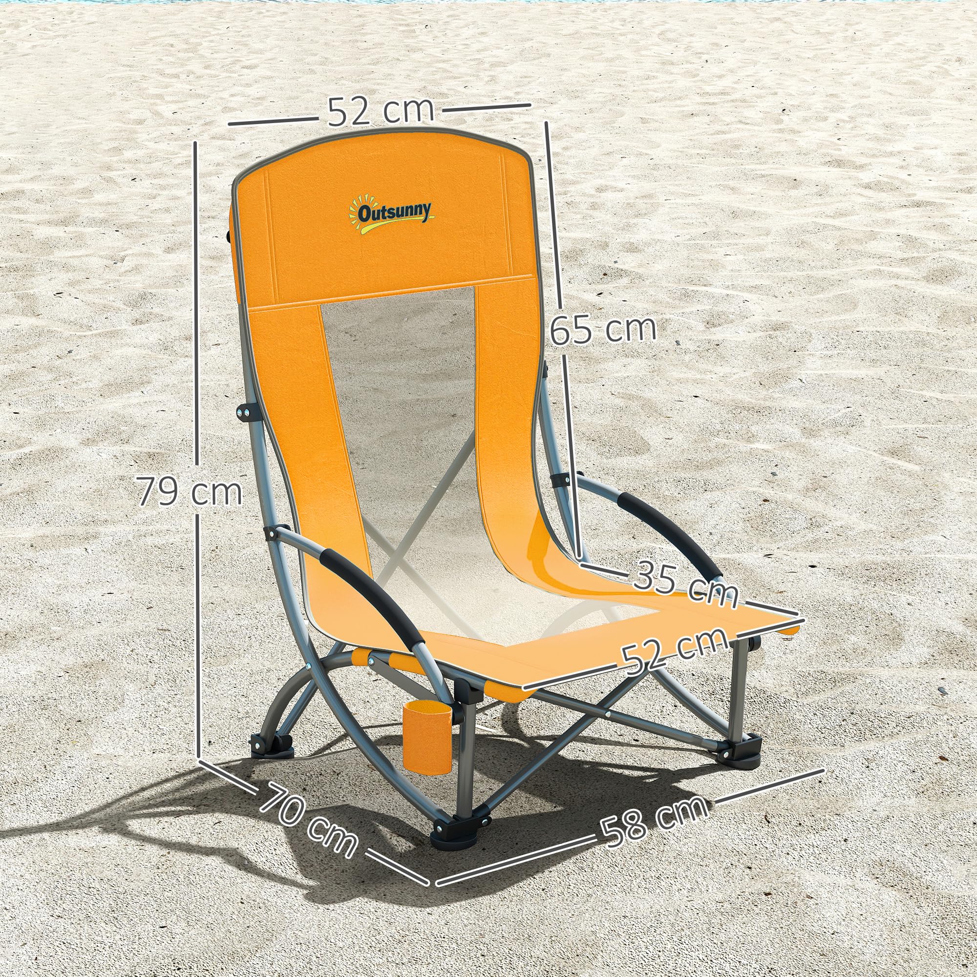 Outsunny Lot de 2 Chaises de Plage Pliable Chaises Camping Orange