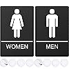 Restroom Signs, Bathroom Sign For Business - For Men and Women - 9" by 6" - ADA Compliant with Braille - Strong Double-Sided Adhesives Included - Apply to Office, Home or Public Door/Wall