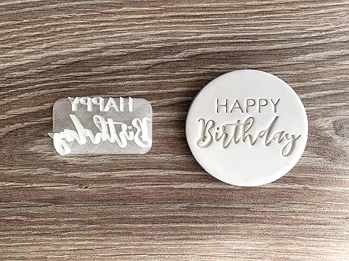 Miniatura 3 de Estampado de fondant de feliz cumpleaños o sello de galletas con asa