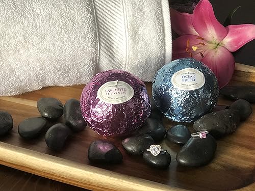 Miniatura 9 de Ocean Breeze - Juego de 2 bombas de baño de lavanda con anillo tamaño 6 en el interior, cada una fabricada en Estados Unidos