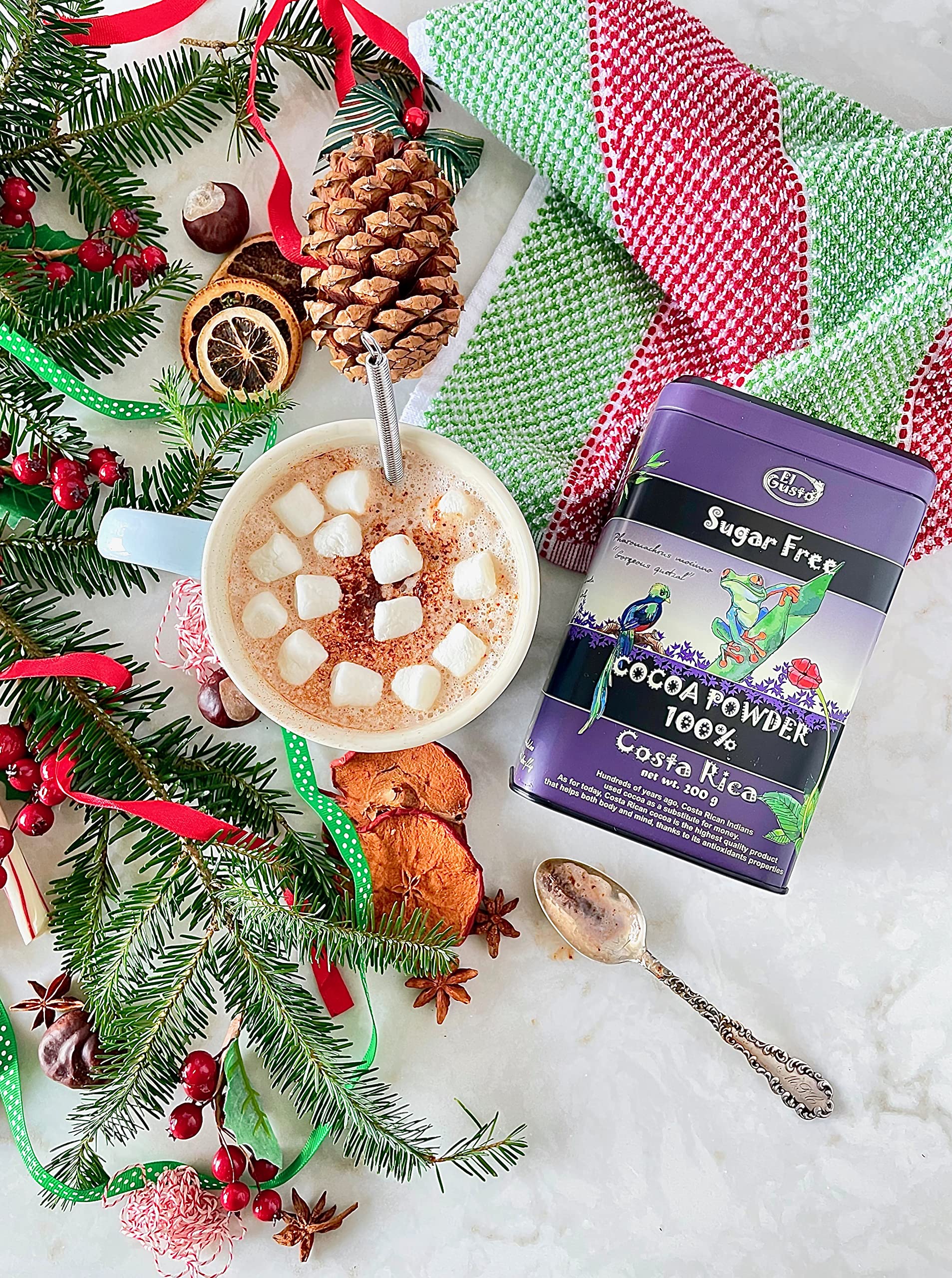 El Gusto Cacao 100% – Czyste Kakao w Proszku z Kostaryki – 100% Naturalne i Bez Dodatku Cukru – 250g