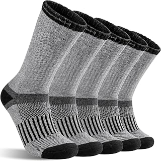 MOGGEI 5 Pairs Merino Wool Hiking Socks Warm Thermal Winter Cozy Cushioned Moisture Wicking Socks for Women & Men