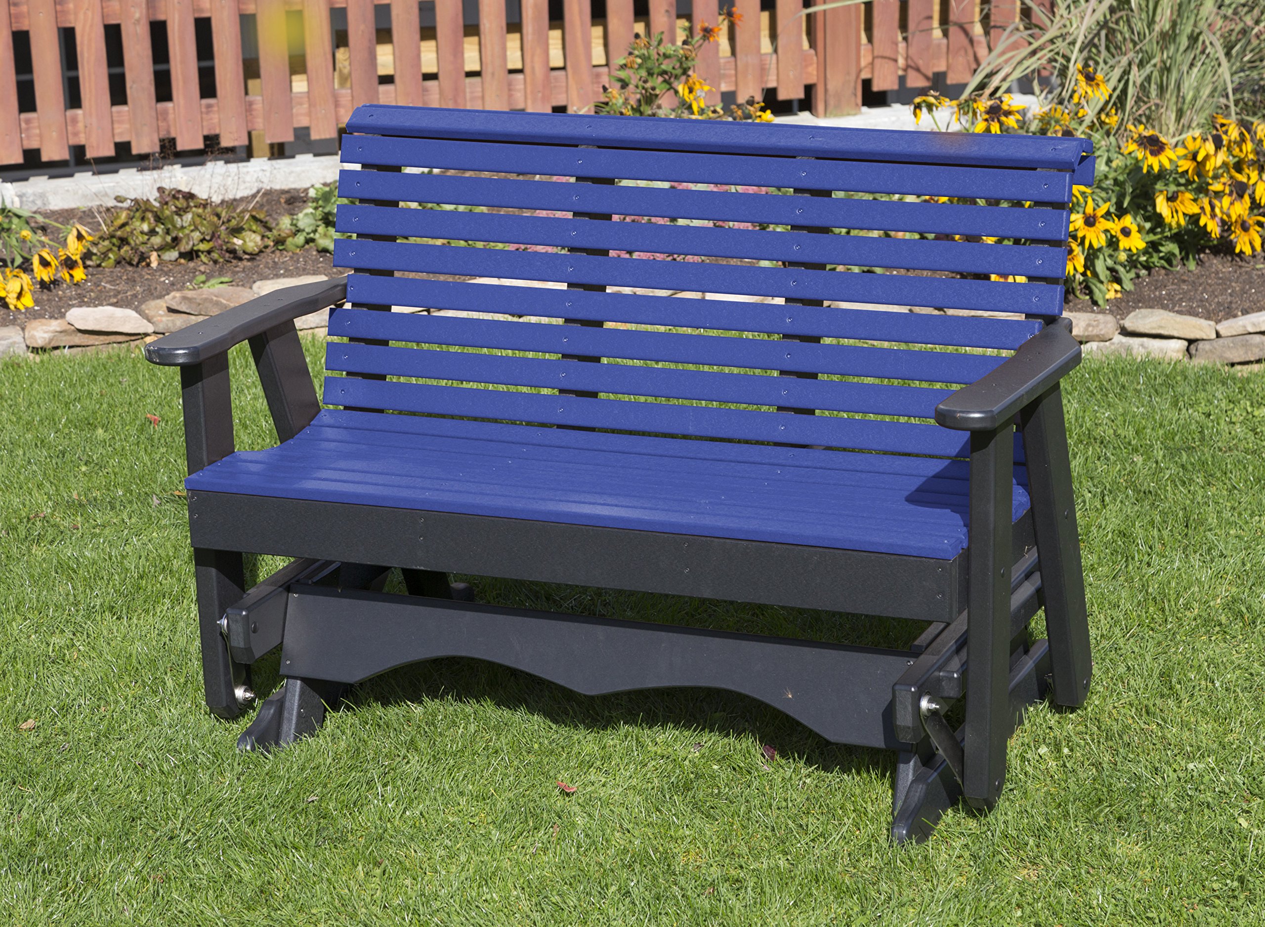 5FT-Blue-Poly Lumber ROLL Back Porch Glider Heavy Duty Everlasting PolyTuf HDPE - Made in USA - Amish Crafted