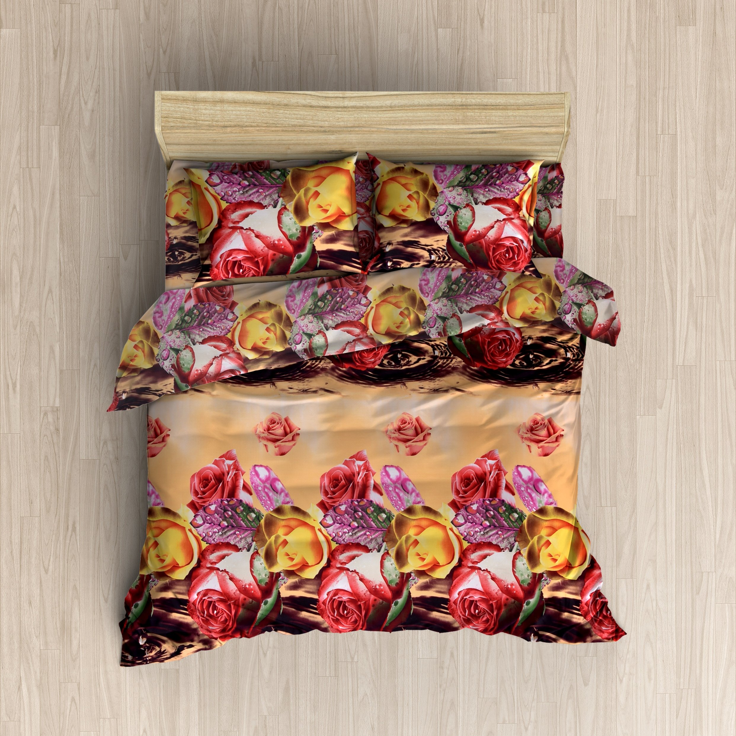 HFI 160 TC Polycotton Double Bedsheet with 2 Pillow Covers - Floral, Multicolor-image-6