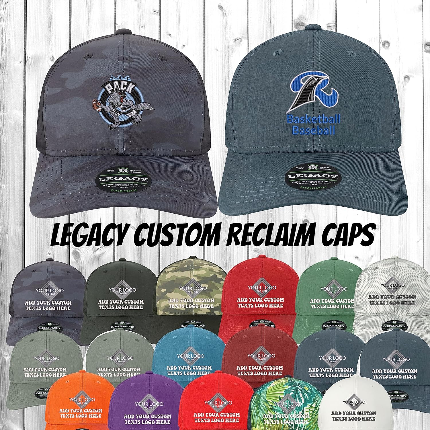 INK STITCH Unisex Legacy Rempa Reclaim Custom Embroidery Stitching Logo Texts Mid-pro Adjustable Caps
