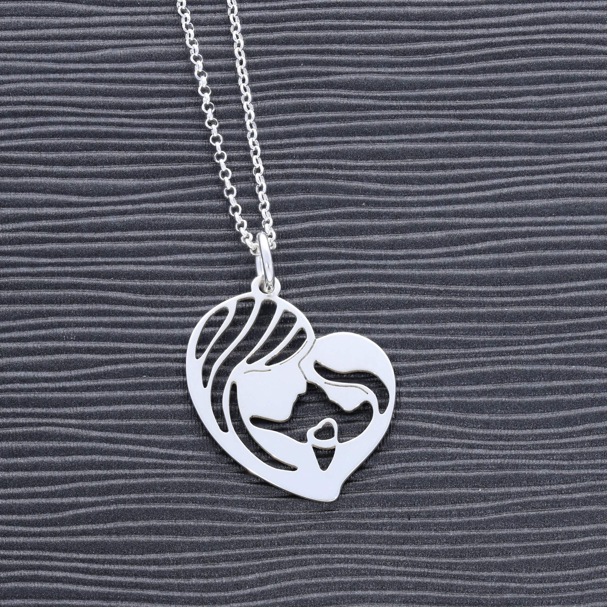 Collar Mamá en Plata de Ley 925 - Colgante para el día de la madre en forma de Corazón - Regalos para mamá