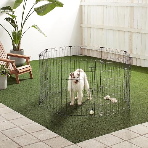 Amazon Basics Foldable Octagonal Metal Dog Pen/Puppy Pen/Playpen Indoor for Dogs and Pets, With door, 91 cm high, Black - 5