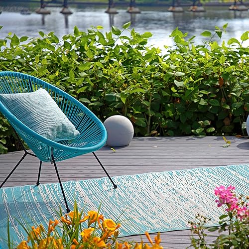 Miniatura 26 de Fab Habitat - Tapete de plástico reciclado para exteriores, impermeable, resistente a la decoloración y a las arrugas, a rayas, para patio, terraza