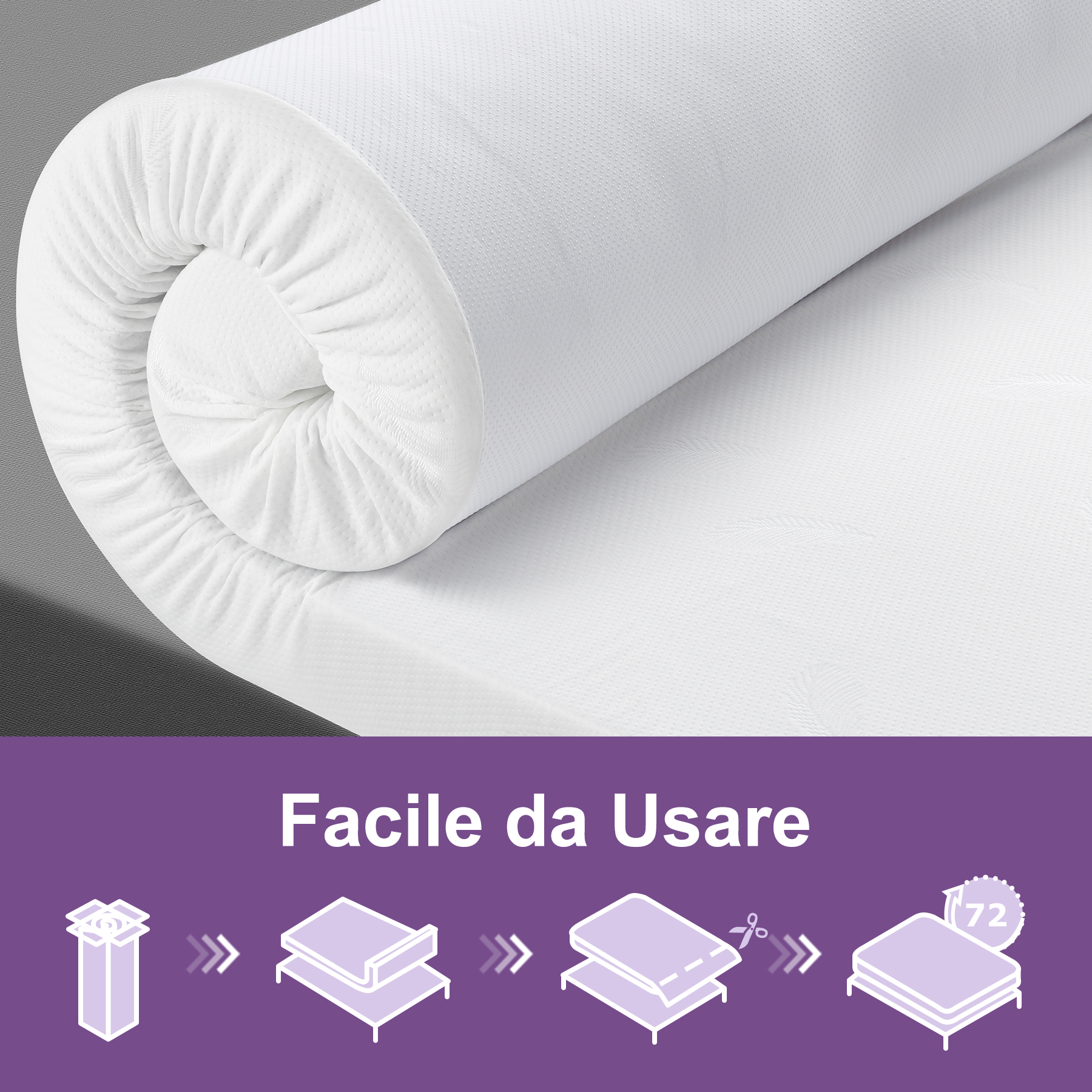 DQZ Coprimaterasso Rinfrescante Memory Foam 10 Cm – Letto Matrimoniale – Topper Alta Densità Con Gel – Certificato CertiPUR E Oeko-TEX - 2