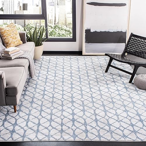 SAFAVIEH Amelia Collection ALA792F - Alfombra geométrica no desprende pelusa, 10 x 14 pies, color gris y azul, no desprende pelusa, para sala de disponible en Yaxa Colombia