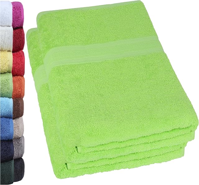 NatureMark 2-pak ręczników prysznicowych jakość premium 70 x 140 cm ręcznik prysznicowy dwupak kolor: zielone jabłko
