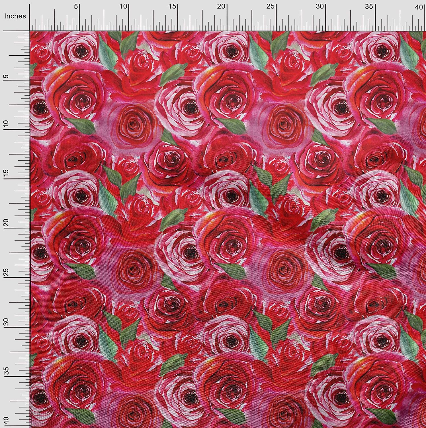 oneOone Polyester Spandex Crimson Red Fabric Rose Floral Quilting Supplies Print Sewing Fabric by The Yard 56 Inch Wide