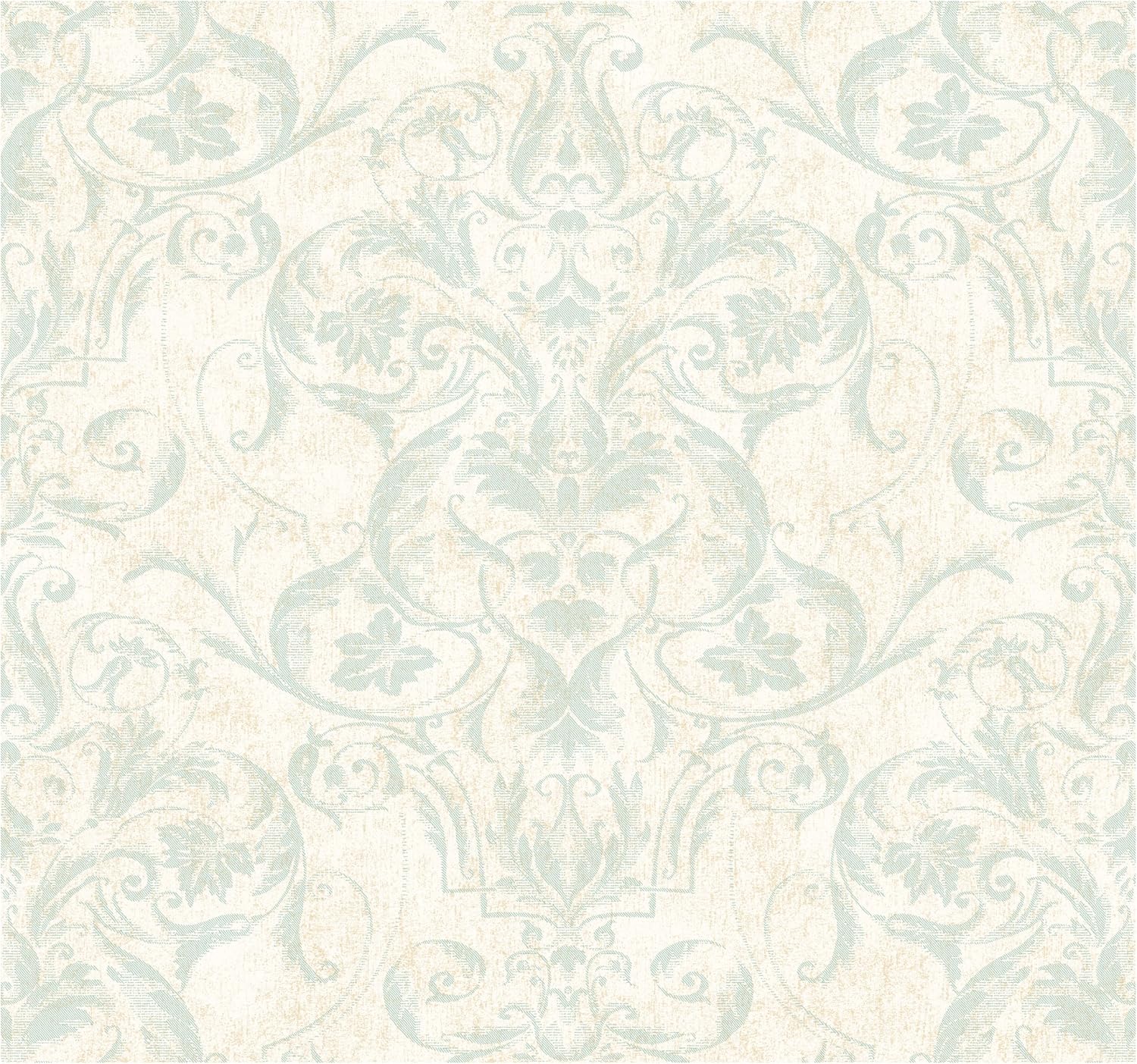 York Wallcoverings Damask Resource BD9142 Damask Wallpaper, Beige/Teal