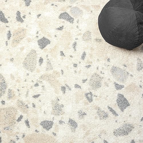 Miniatura 7 de Abani Nuevo Collection - Alfombra de área, diseño moderno de terazzo de puntos marfilgris, 6 x 9 pies, fácil de limpiar, duradera para niños y