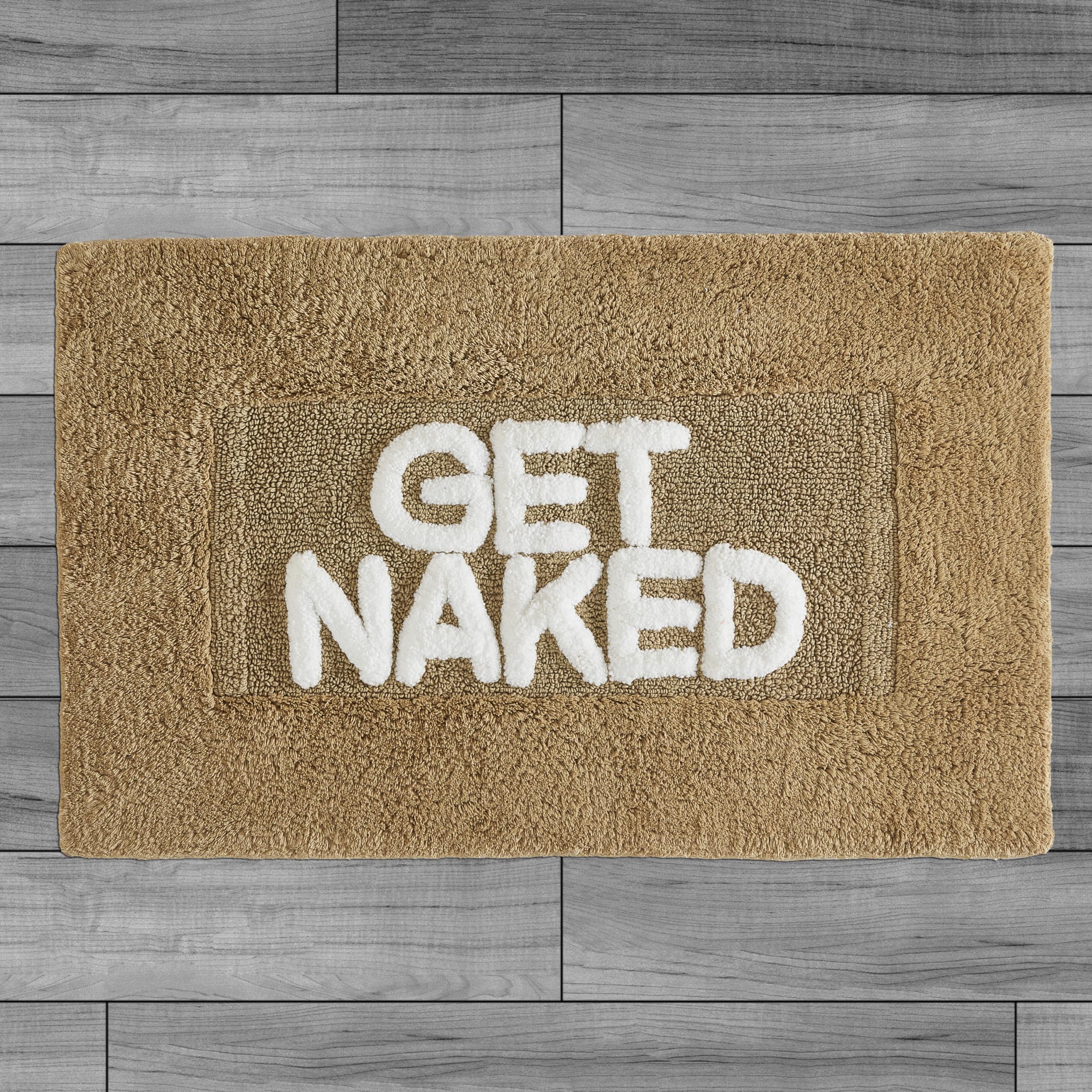 Creative Home Ideas Cotton Bath Rug - Soft Cotton Bath Mat - Bathroom Decor - Water Absorbent and Machine Washable - Measures 21"x34" - Get Naked