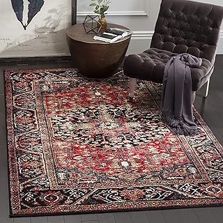 SAFAVIEH Vintage Hamadan Collection Accent Rug - 2'7" x 5', Red & Multi, Oriental Persian Design, Non-Shedding & Easy Care, Ideal for High Traffic Areas in Entryway, Living Room, Bedroom (VTH215A)