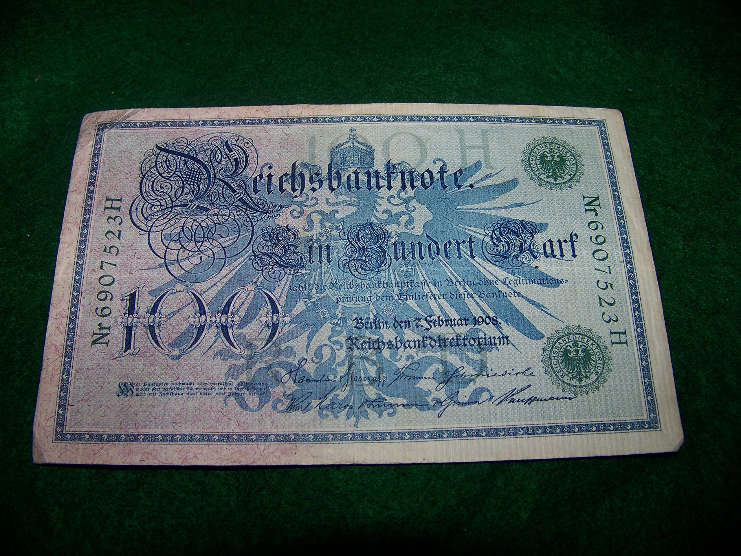 Amazon.com: German Reichsbanknote 100 Mark Bill Paper Money