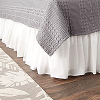 Greenland Home Cotton Voile Bed Skirt King 18-Inch Drop White Lined Gathered Ruffle Romantic Dust Ruffle