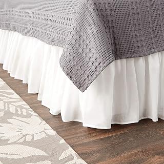 Greenland Home Cotton Voile Bed Skirt King 18-Inch Drop White Lined Gathered Ruffle Romantic Dust Ruffle