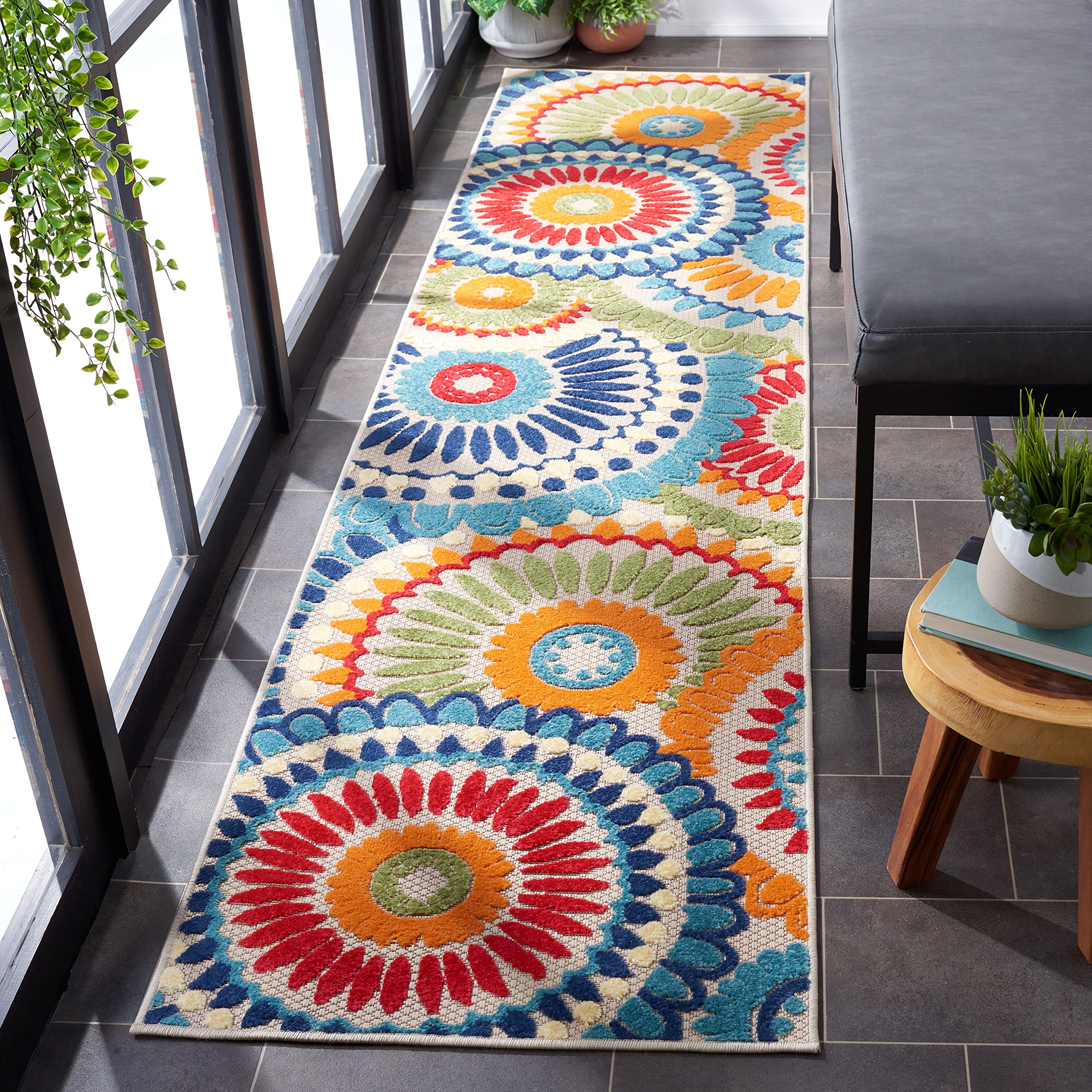 Tapis de chambre bleu ivoire SAFAVIEH Cabana anti-fatigue