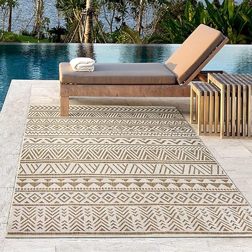 Miniatura 3 de Adiva Rugs Alfombra de área para interiores y exteriores, resistente a la intemperie, fácil de limpiar, resistente a las manchas para comedor, patio