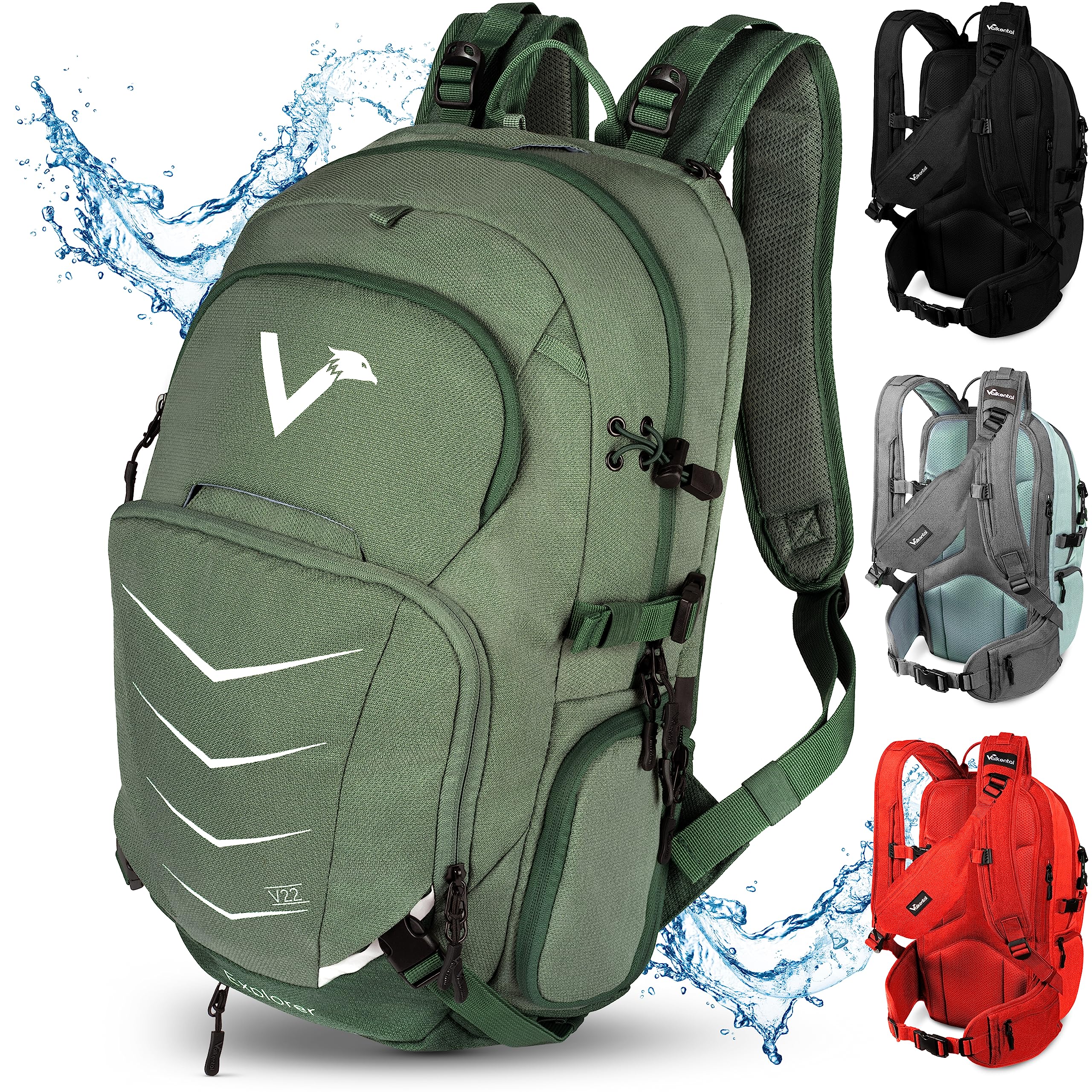 Terra Peak Flex 20 Premium Trekkingrugzak 20 liter (klein) met drinksysteemhouder en regenhoes, reisrugzak van ademend 3D Air Mesh polyester, Grijs, 20 Litri