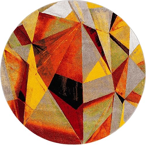 Miniatura 33 de SAFAVIEH Porcello Collection - Alfombra de área de 8 x 10 pies, gris claro y naranja, diseño abstracto moderno, no desprende pelusa y de fácil Gris