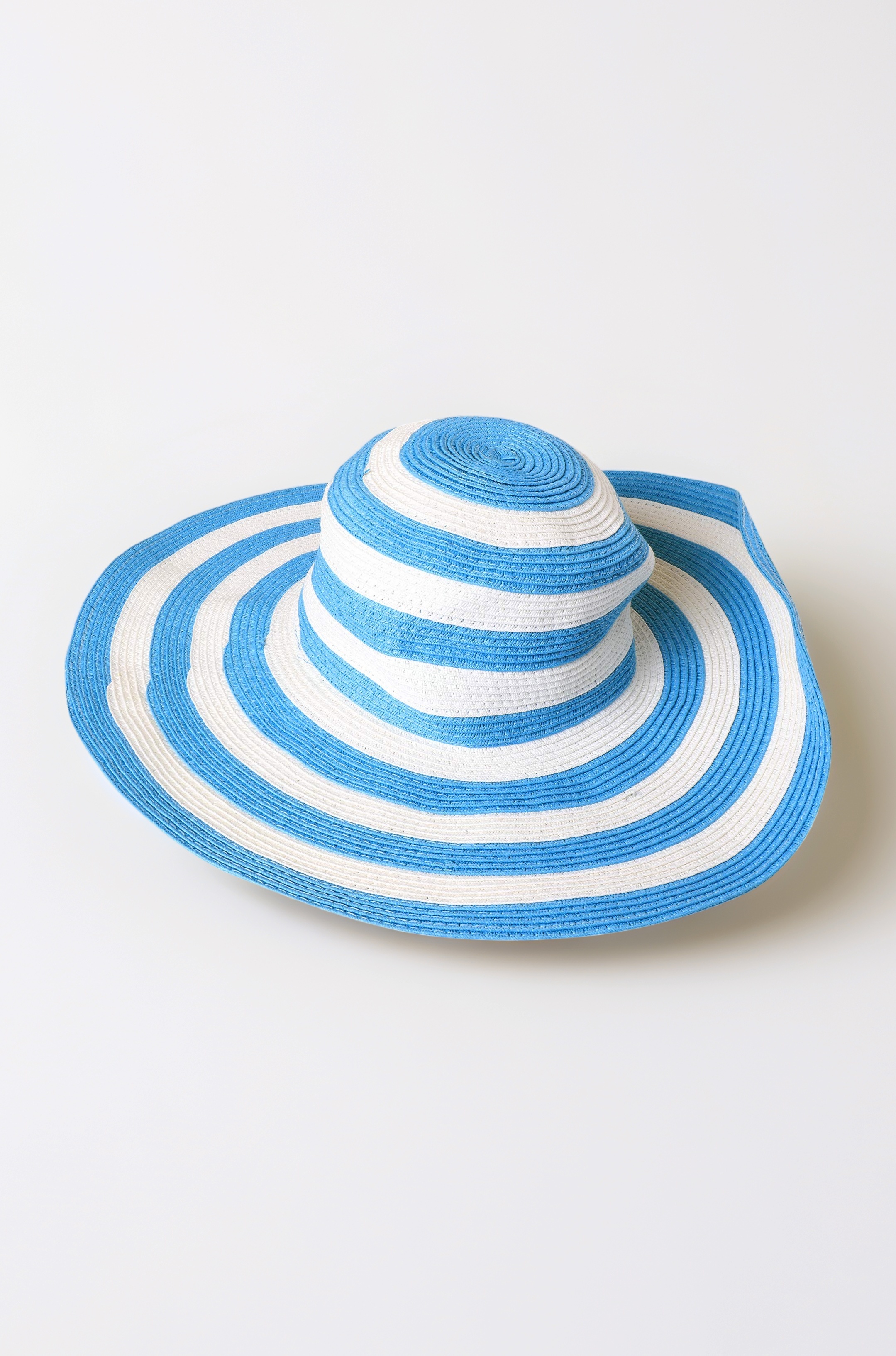 Turquoise and White Striped Toddler Hat - Stylish Straw Bucket Hat, Wide Brimmed Sun Hat for Kids, Lightweight Summer Beach Fashion