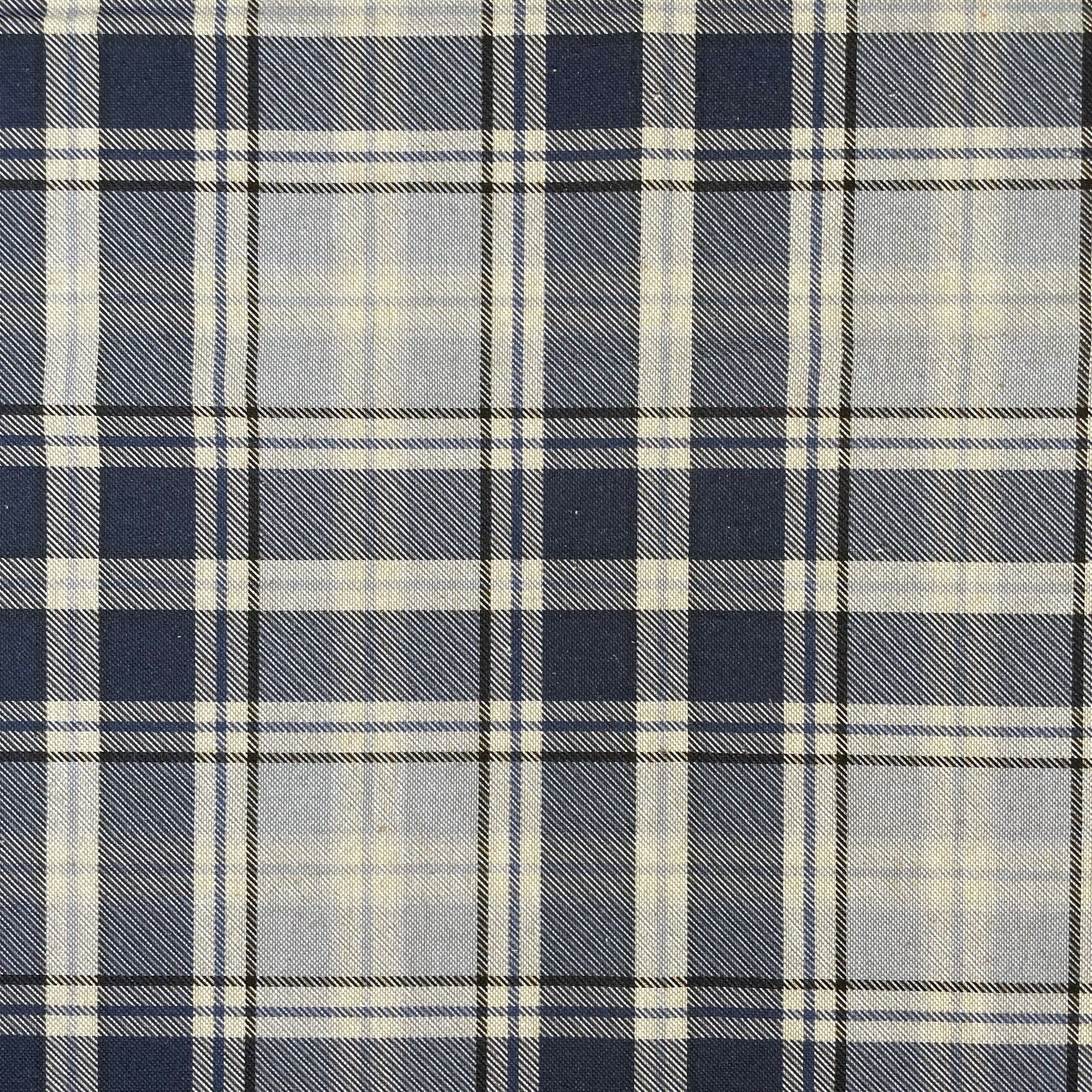 Discover Lifestyle & Fashion Fabrics Denim Blue Highland Tartan Checked Cotton Rich Linen Fabric For Curtain Blinds Craft Bags Sewing Quilting Patchwork & Upholstery | 55" - 140 Cm Wide (Per Metre, )