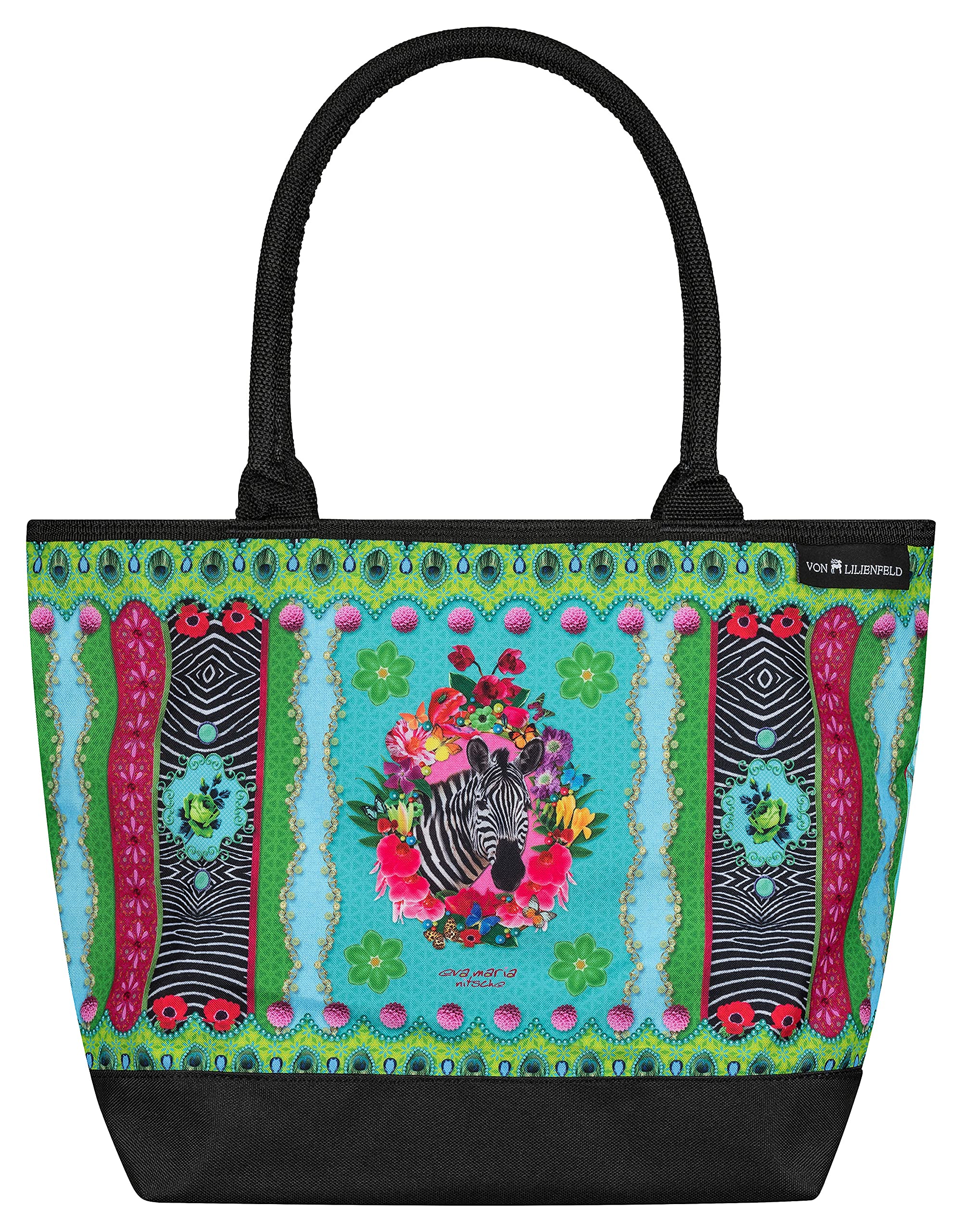 Bolsa De Playa Grande VON LILIENFELD - Diseño Parrot In Paradise, Bandolera, Con Bolsillos Y Cremallera