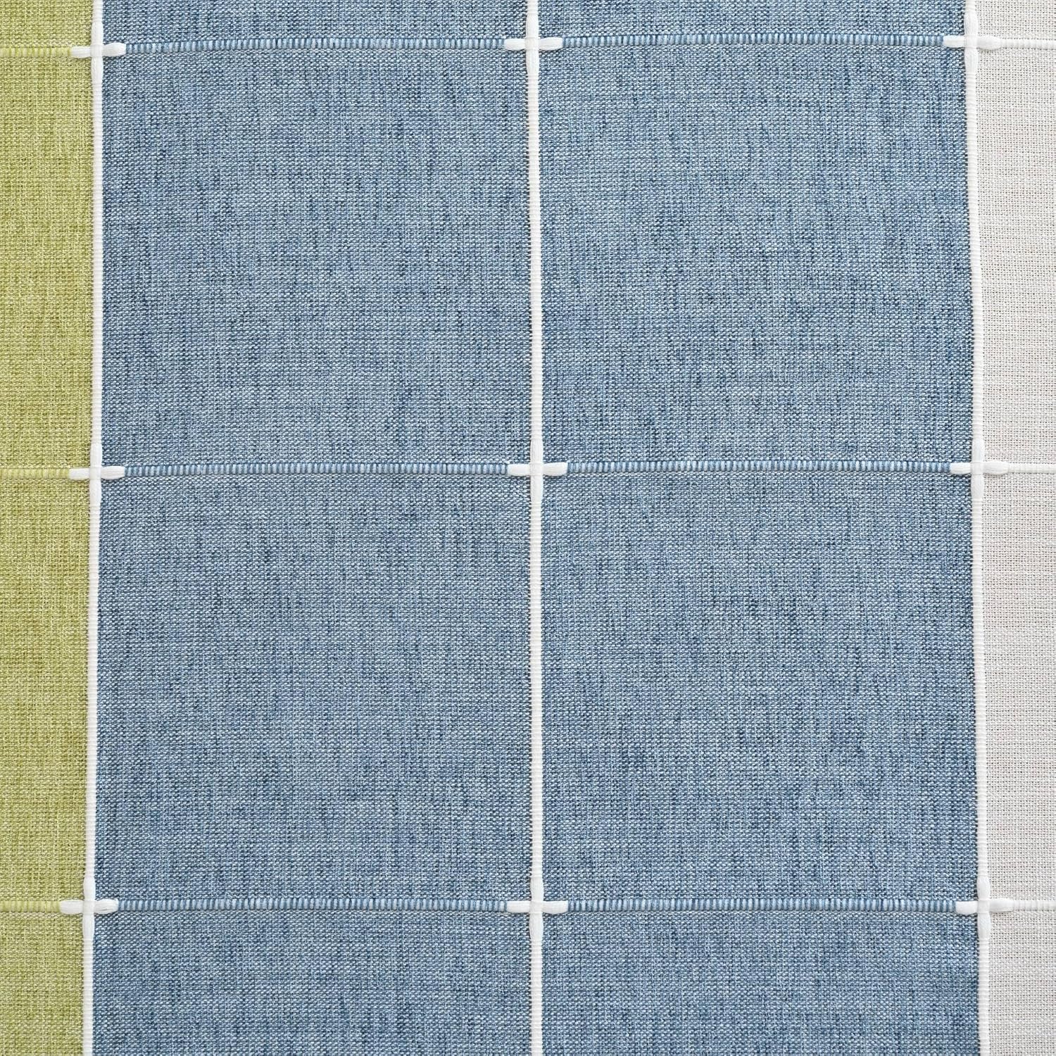 Lattice Embroidery Plaid Round Tablecloth, Heavy Duty Cotton Linen Fabric Wrinkle Resistant Round Table Cloth Cover for Home Kitchen Dining Party Decor, Round 48 Inch, Green/Blue