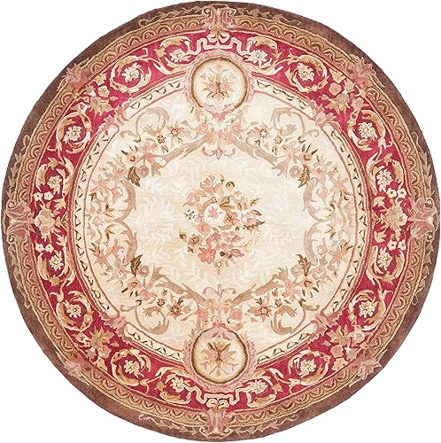 Miniatura 2 de SAFAVIEH Empire Collection - Alfombra redonda de 6 pies, color dorado claro y rojo, hecho a mano, lana europea tradicional, ideal para zonas de alto