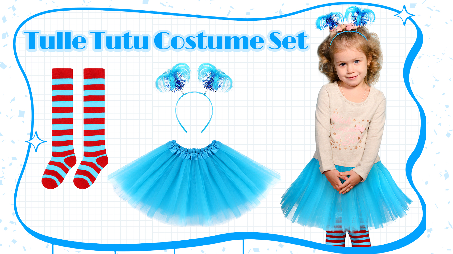 Set de 3 piezas de disfraz tutu de tul miniatura 7