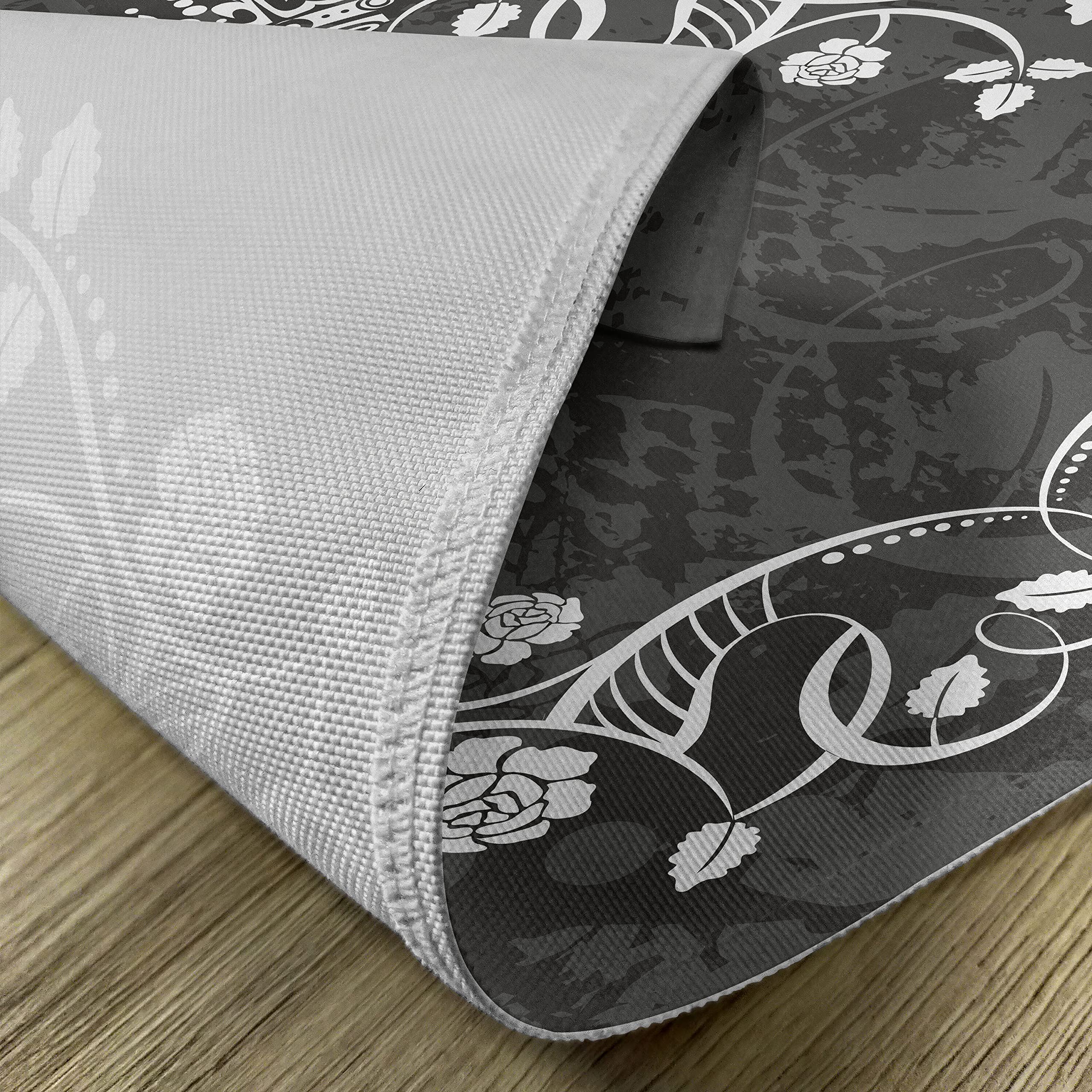 ABAKUHAUS Regina Tovaglietta Americana Set di 4, Reale Flora Corona, Tovagliette in Tessuto Lavabile per Tavolo da Pranzo Cena, Bianco e Charcoal Grey