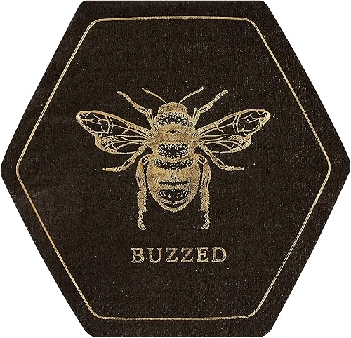 C.R. Gibson Honeycomb Hive - Servilletas para bebidas de lámina dorada, 20 unidades (TW4-25361)