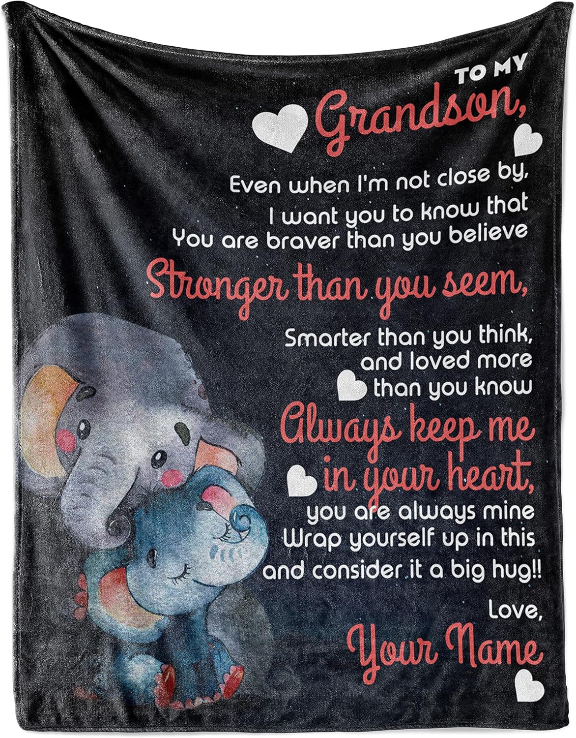 Customized to My Grandson Blanket from Grandpa & Grandma, Soft Warm Sherpa Blanket Best for Birthday [Custom] (Grandson Blanket 06, 60" X 80")