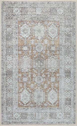 Miniatura 3 de RugOver Alfombra lavable a máquina apta para mascotas y resistente para interiores cocina baño sala de estar marfilnogal 2 pies x 3 pies