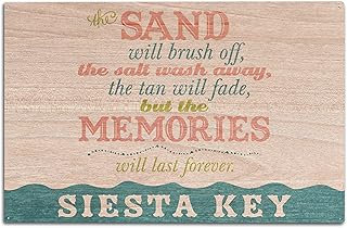 Siesta Key, Florida, Beach Memories Last Forever Birch Wood Wall Sign (10x15 Rustic Home Decor, Ready to Hang Art)